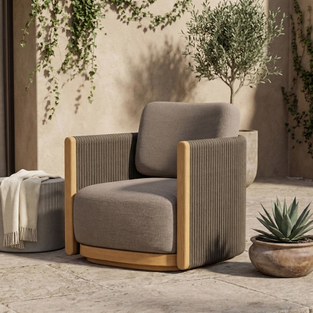 Modern Teak Woven Rotating Single Sofa KMD18041