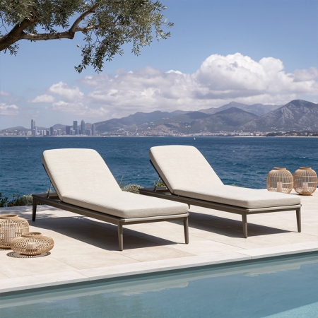 Modern Aged Teak Kael Collection Sun Loungers KMD18027