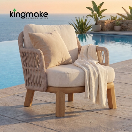 modern teak woven kordi collection single sofa
