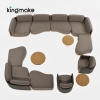 Modern Woven Rope Modular Outdoor Sofa Set with Teak Wood Frame