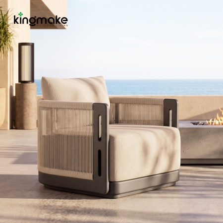 Laguna Collection Aluminum Outdoor Armchair with Hand-Woven Rope