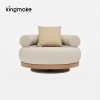 Duvo Collection Modern Teak Round Swivel Sofa