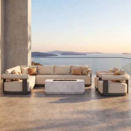 Modern Aluminum L-Shape Outdoor Sectional Sofa – Mali Collection