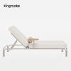 M.Y. Collection Arched Aluminum Sun Lounger with Teak Side Table