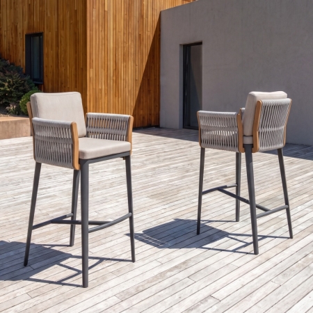 Albert Collection Rope Weave Aluminum  Bar Stool