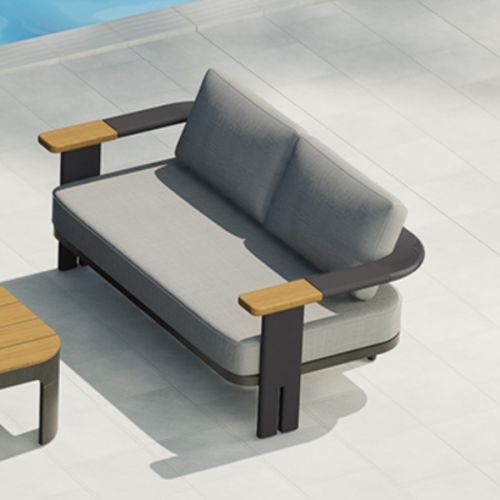 Modern Aluminum Rope Woven Two Seating Sofa KMD18001