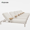 M.Y. Collection Arched Aluminum Sun Lounger with Teak Side Table