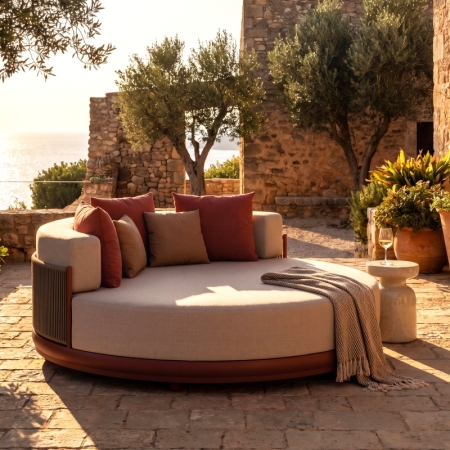 Luxury  Vita Corner Collection Round Outdoor Daybed 