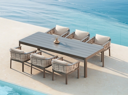 Aluminum Rattan Woven Dining Set KMD18004
