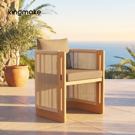 Laguna Collection Teak Outdoor Chair with Hand-Woven Rope