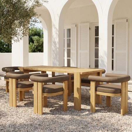 Modern Teak Wood Rectangular Outdoor Dining Set – Mali Collection