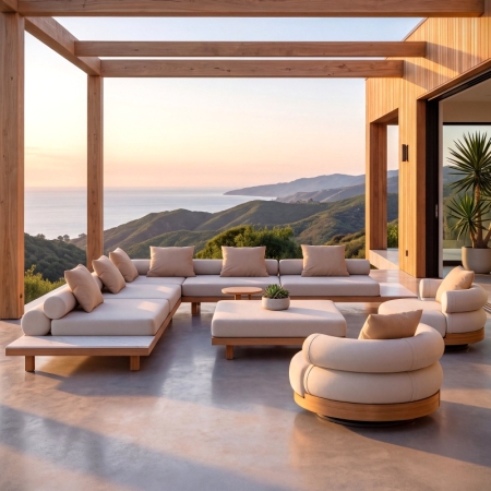 Duvo Collection Modern Teak Corner Sofa Set
