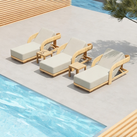 Luxury Teak Outdoor Sun Loungers KMD18016