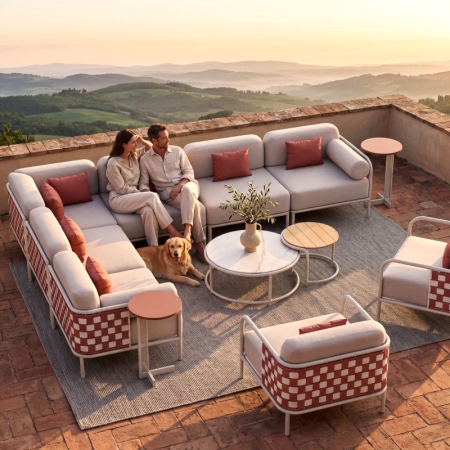 Nex Collection Aluminum Weave L-Shape Outdoor Sofa