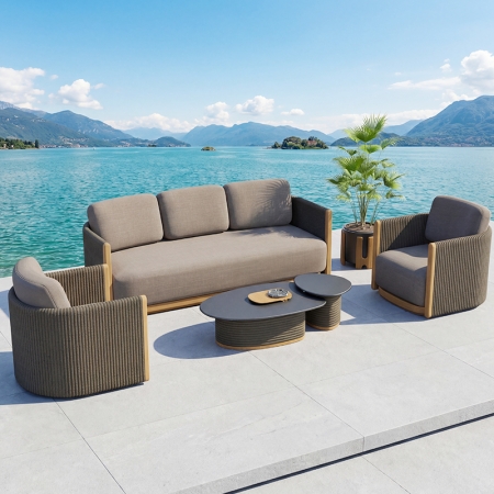 Modern Teak Woven Outdoor Sofa KMD18041