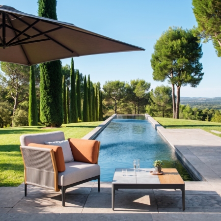 Albert Outdoor Single Sofa – Rope Woven Aluminum Armchair