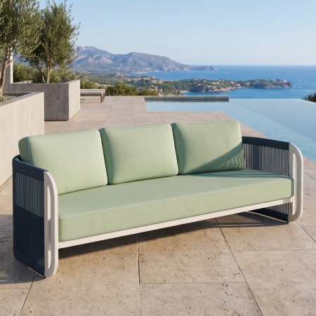 Modern Aluminum URound Collection Three-Seater Sofa KM18014
