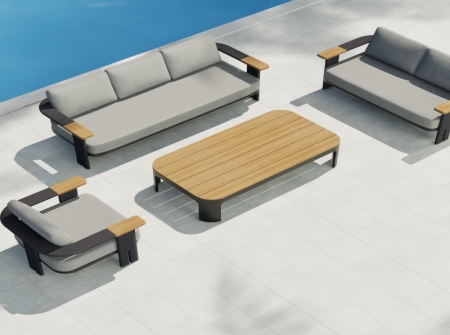 Modern Aluminum Rope Woven Three Seating Sofa KMD18001
