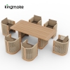 Laguna Collection Solid Teak Outdoor Chair with Hand-Woven Rope