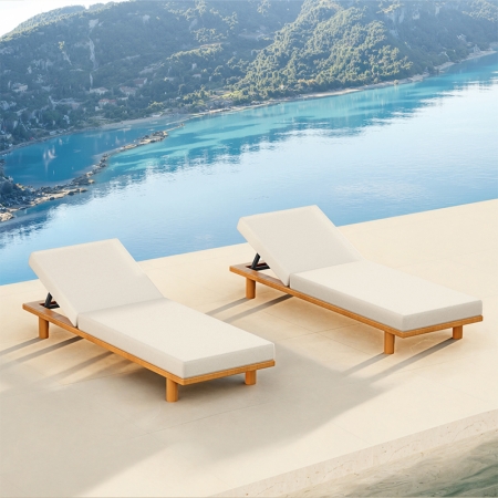 High-end Outdoor Solid Teak Sun Lounger KMD18003