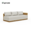 Modern Teak Wood L-Shaped Modular Sectional Sofa Set