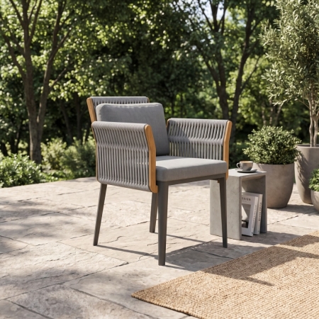 Albert Collection Rope Weave Aluminum Outdoor Dining Chair
