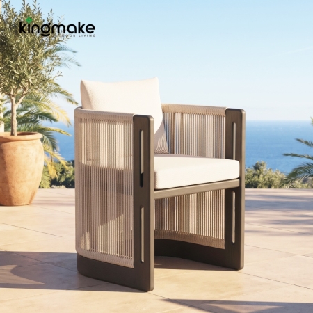 Laguna Collection Aluminum Outdoor Chair with Hand-Woven Rope
