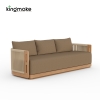 Laguna Collection Solid Teak Three-Seater Sofa with Hand-Woven Rope