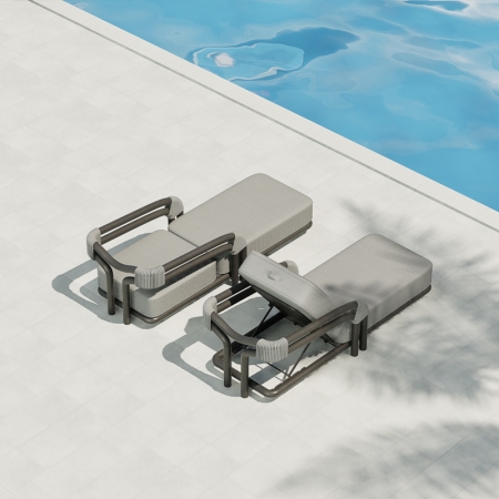 Modern Aluminum Pipeline Collection Sun Lounger KM18015