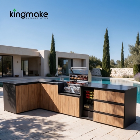 Modern Aluminum L-Shaped Outdoor Kitchen