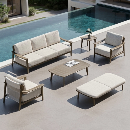 Modern Aged Teak Kael Collection Outdoor Sofa KMD18027