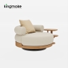 Duvo Collection Modern Teak Round Swivel Sofa