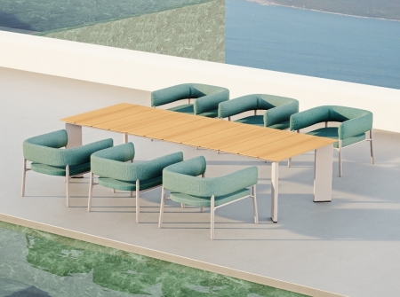 Lake Green Fabric 6-Person Outdoor Dining Set KMD18008