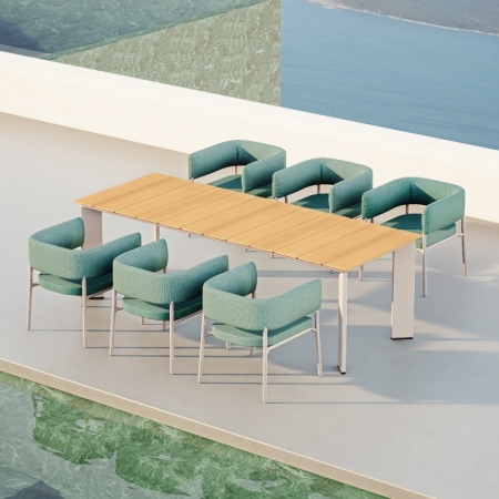 Lake Green Fabric 6-Person Outdoor Dining Set KMD18008