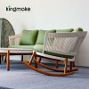 Contemporary Teak and Woven Outdoor Sofa KM18021