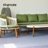 Contemporary Teak and Woven Outdoor Sofa KM18021