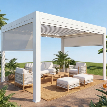 Modern White Aluminum Pergola KM18039-2