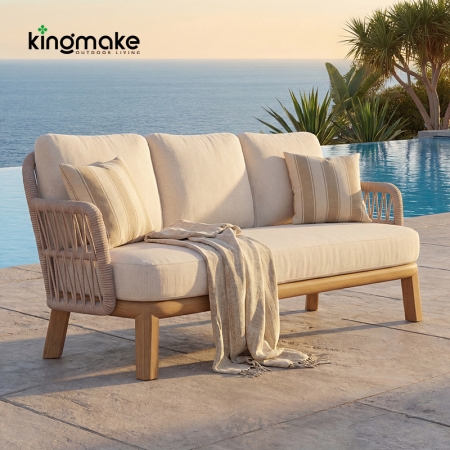 modern teak woven kordi collection three-seater sofa