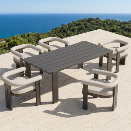 Modern Aluminum Rectangular Outdoor Dining Set – Mali Collection