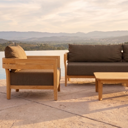 Cima Collection Teak Outdoor Conversation Sofa Set