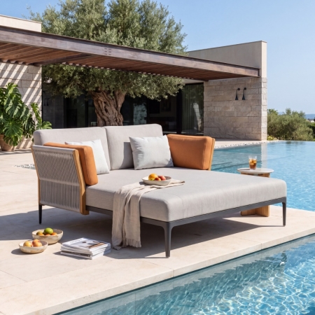 Albert Collection Rope Weave Aluminum Double Sun Lounger