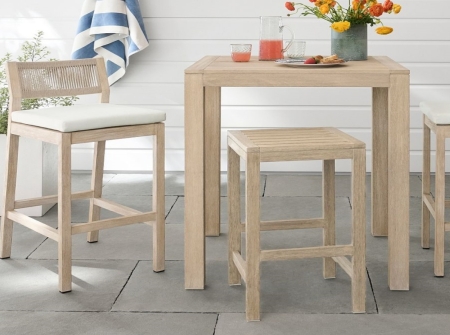 Modern Teak Woven Outdoor Bar Stool KM7507