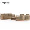 Laguna Collection Solid Teak Outdoor Sofa Set with Hand-Woven Rope