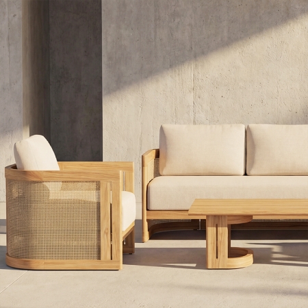 wood grain aluminum capri collection sofa set