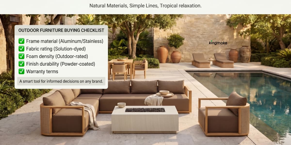 outdoor furniture buying checklist chart